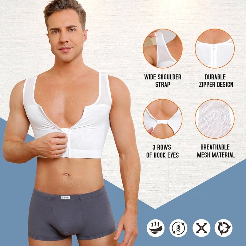 chest gynecomastia body shaper vest mens compression shirt vest men gynecomastia compression zipper vest