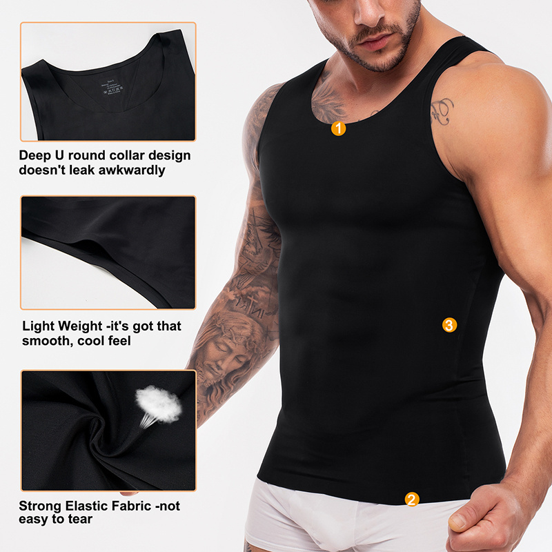 custom logo men body shaper waist trainer vest compression sculpting sauna fat burn vest for men