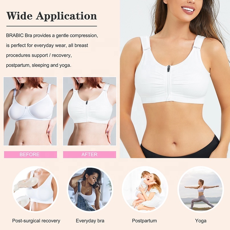 women post surgical compression garments zip front closure compression bra post surgery breast augmentation mastectomy bra