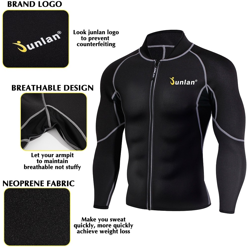 wholesale long sleeve trajes de sauna fitness tops gym tops jacket anti rip durable sauna suits for men