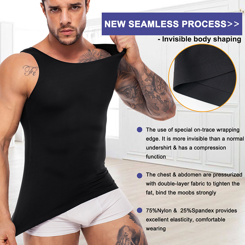 custom logo men body shaper waist trainer vest compression sculpting sauna fat burn vest for men