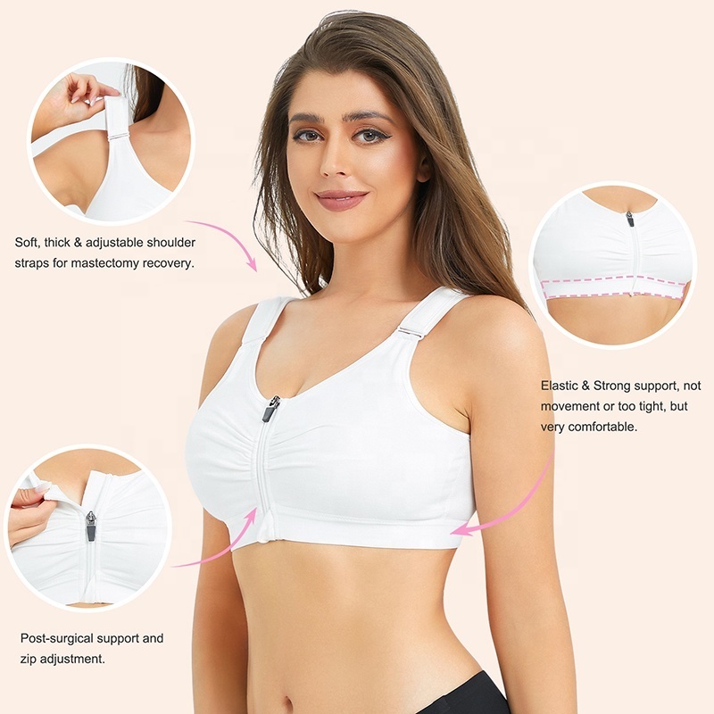 women post surgical compression garments zip front closure compression bra post surgery breast augmentation mastectomy bra