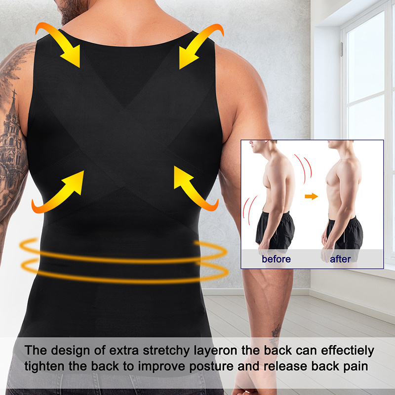 custom logo men body shaper waist trainer vest compression sculpting sauna fat burn vest for men