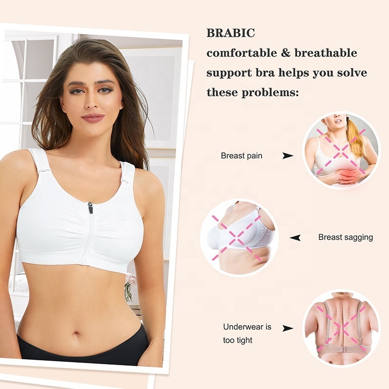 women post surgical compression garments zip front closure compression bra post surgery breast augmentation mastectomy bra