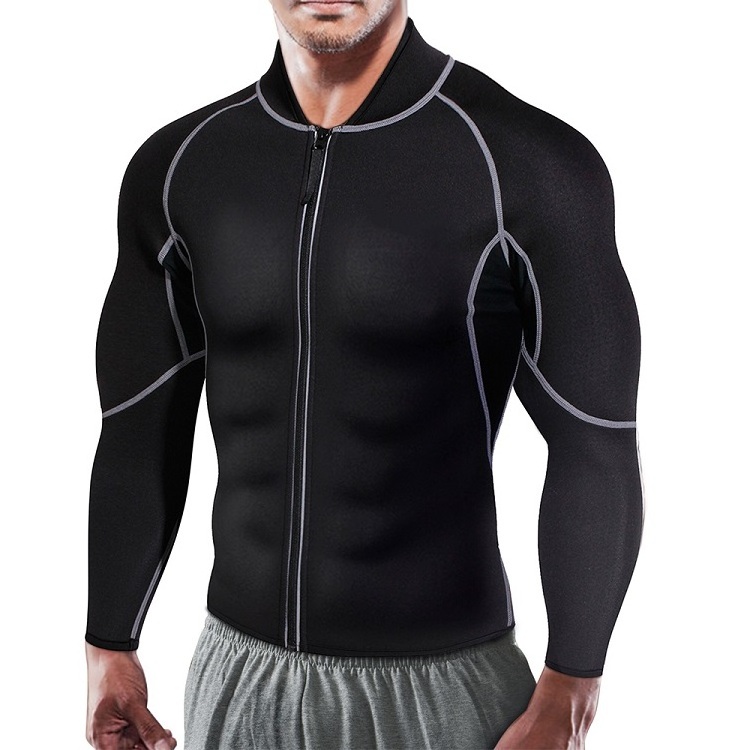 wholesale long sleeve trajes de sauna fitness tops gym tops jacket anti rip durable sauna suits for men