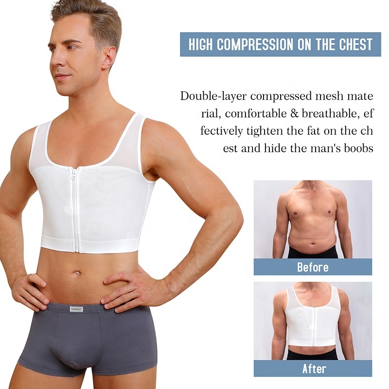 chest gynecomastia body shaper vest mens compression shirt vest men gynecomastia compression zipper vest