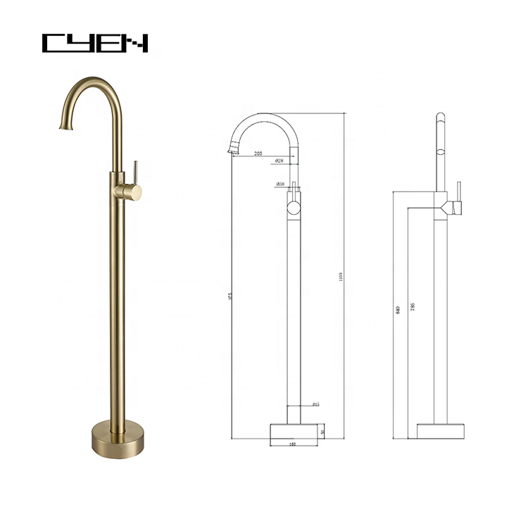 CYEN Good Quality Bath Shower Faucet MIxer Floor Standing Mounted Clawfoot Message Bathtub Faucet with handheld shower