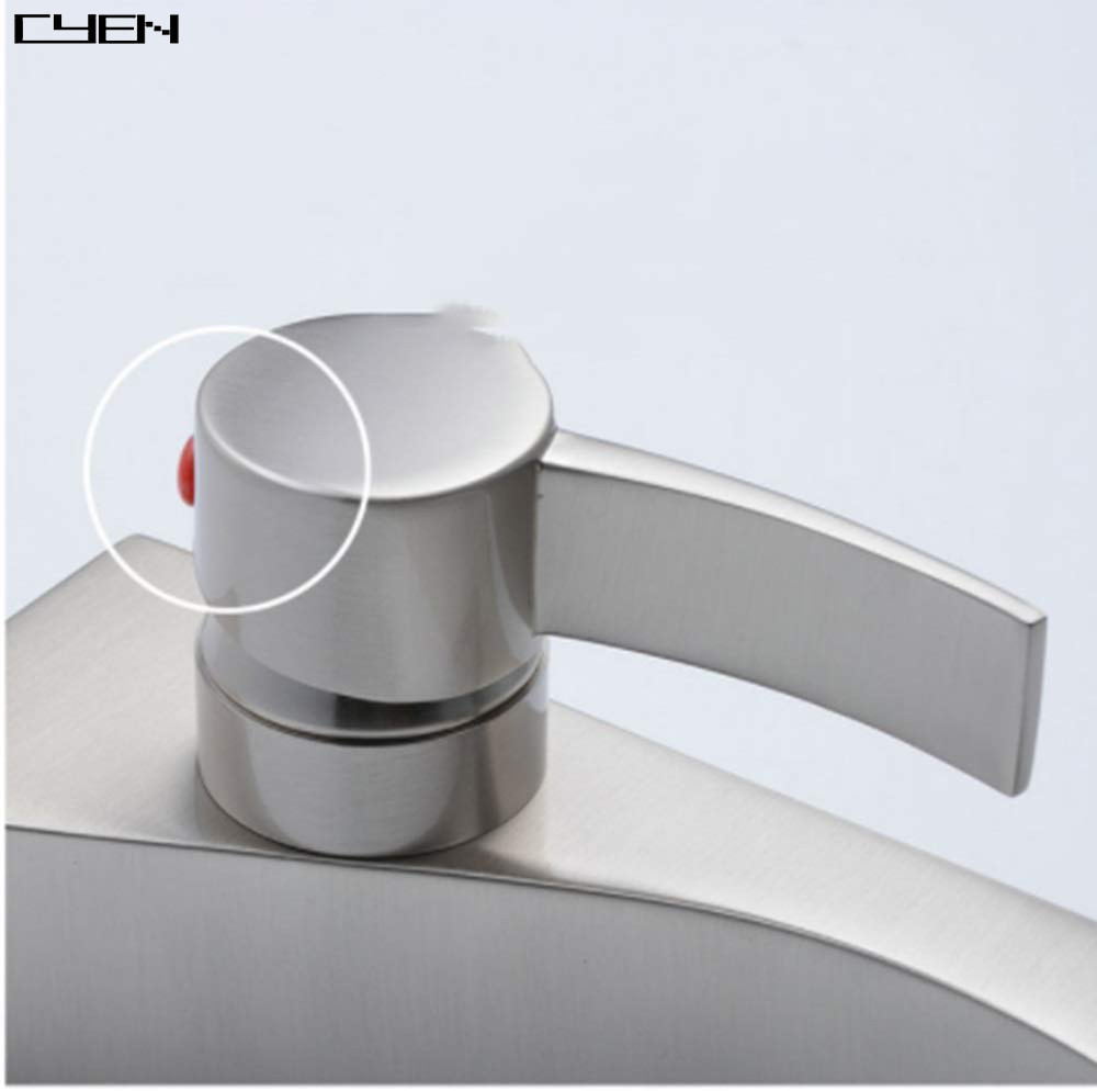 CYEN Modern Fancy Design Brass Body Hot Cold Water Mixer Bathroom Basin Faucet in Matte Black