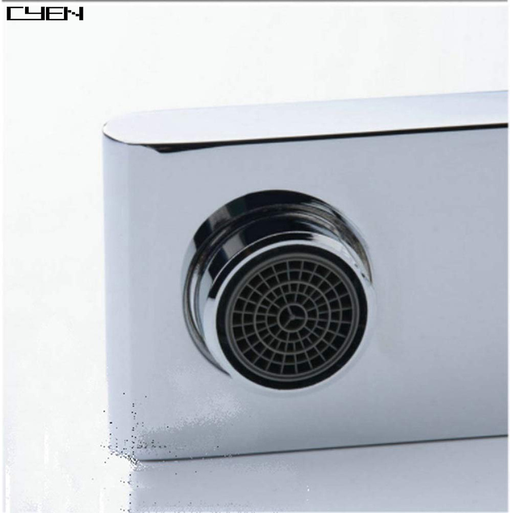 CYEN Modern Fancy Design Brass Body Hot Cold Water Mixer Bathroom Basin Faucet in Matte Black