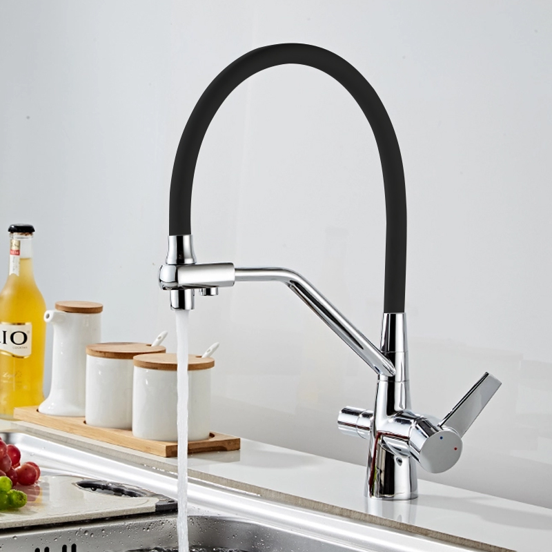 CYEN 2023 New Launch Modern Style Two Handles Hot and  Cold Water Mixer 3 Way Water Purifier Kitchen Faucets