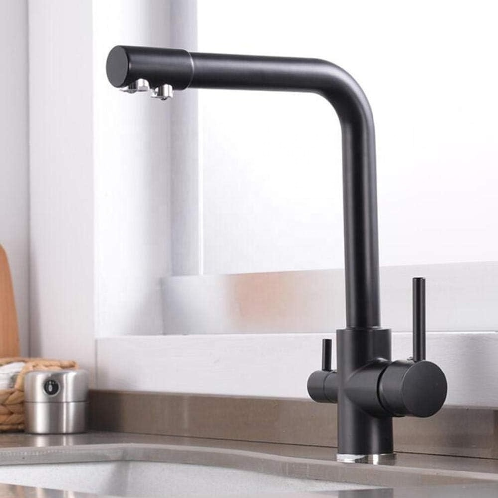 CYEN popular design hot and cold water double handles matte black three way drinking water filter kitchen faucets