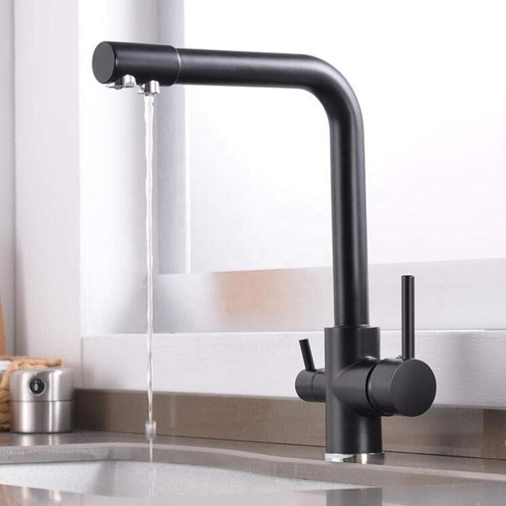 CYEN popular design hot and cold water double handles matte black three way drinking water filter kitchen faucets