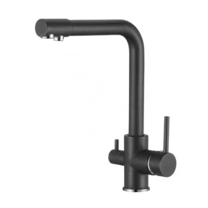 CYEN popular design hot and cold water double handles matte black three way drinking water filter kitchen faucets