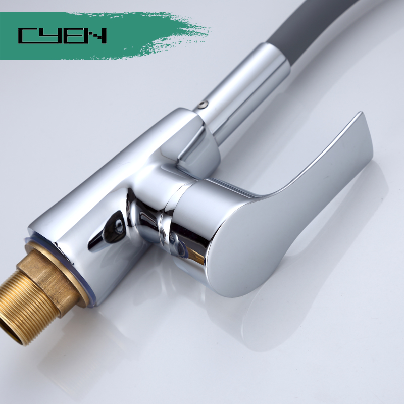 CYEN Copper Color Vientiane Hole Kitchen Sink Faucet Universal Hot and Cold Water Rotation Kitchen Faucet in Black