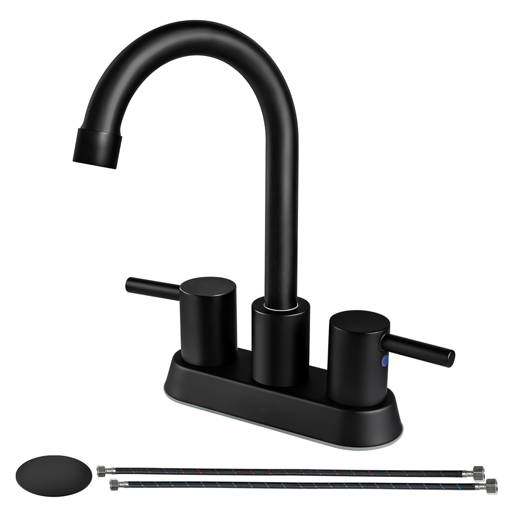 CYEN high quality easy installation 360 swivel 4 inch spout matte black 3 hole 2 handles faucet bathroom basin sink faucet