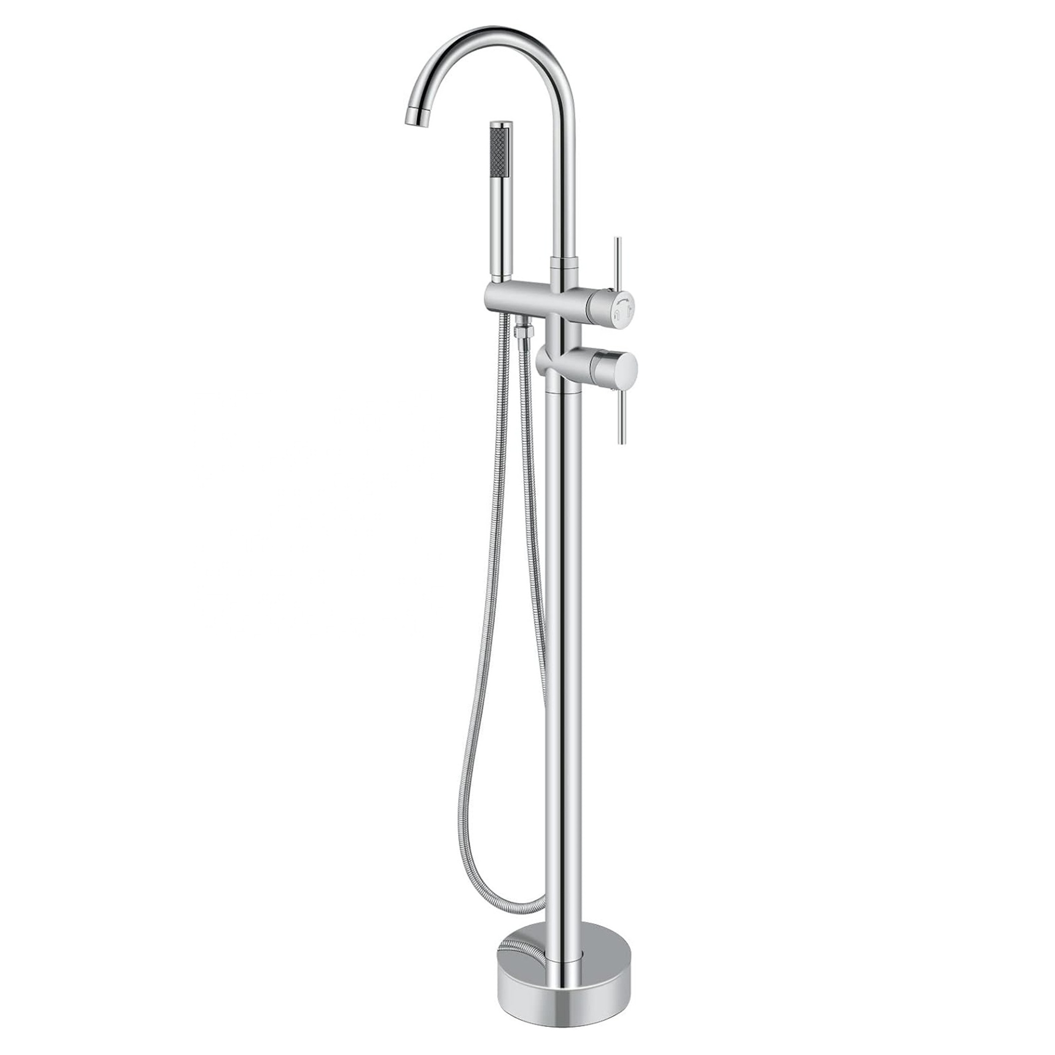 CYEN multifunctional high quality gooseneck swivel spout floor mount chrome bathroom freestanding bathtub faucet