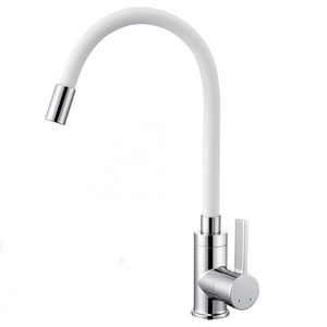 CYEN new design water saving flexible silicone hose white kitchen tap flexible kitchen mixer tap single lever mixer tap