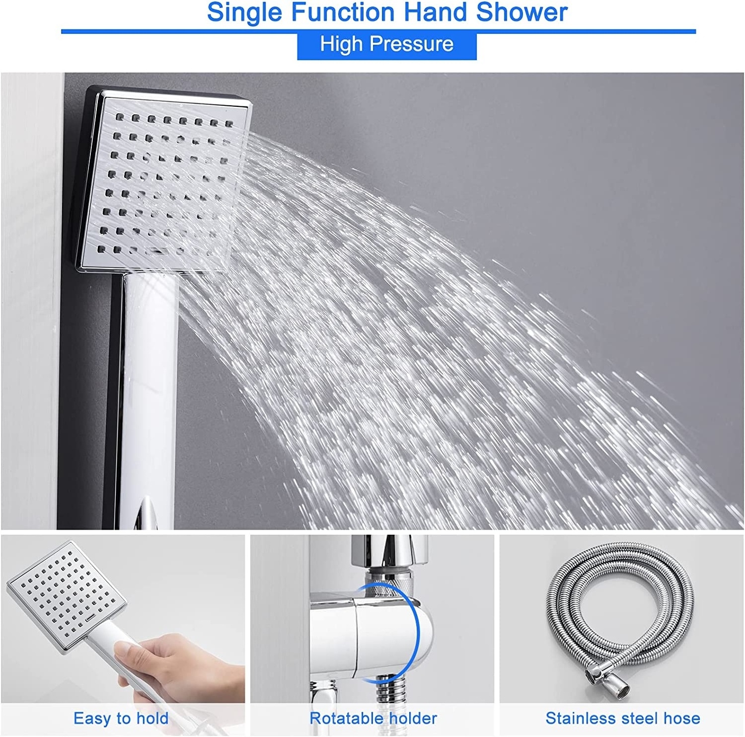 CYEN luxury design thermostatic LED rain shower head multi-function stainless steel wall mounted rain shower bathroom shower