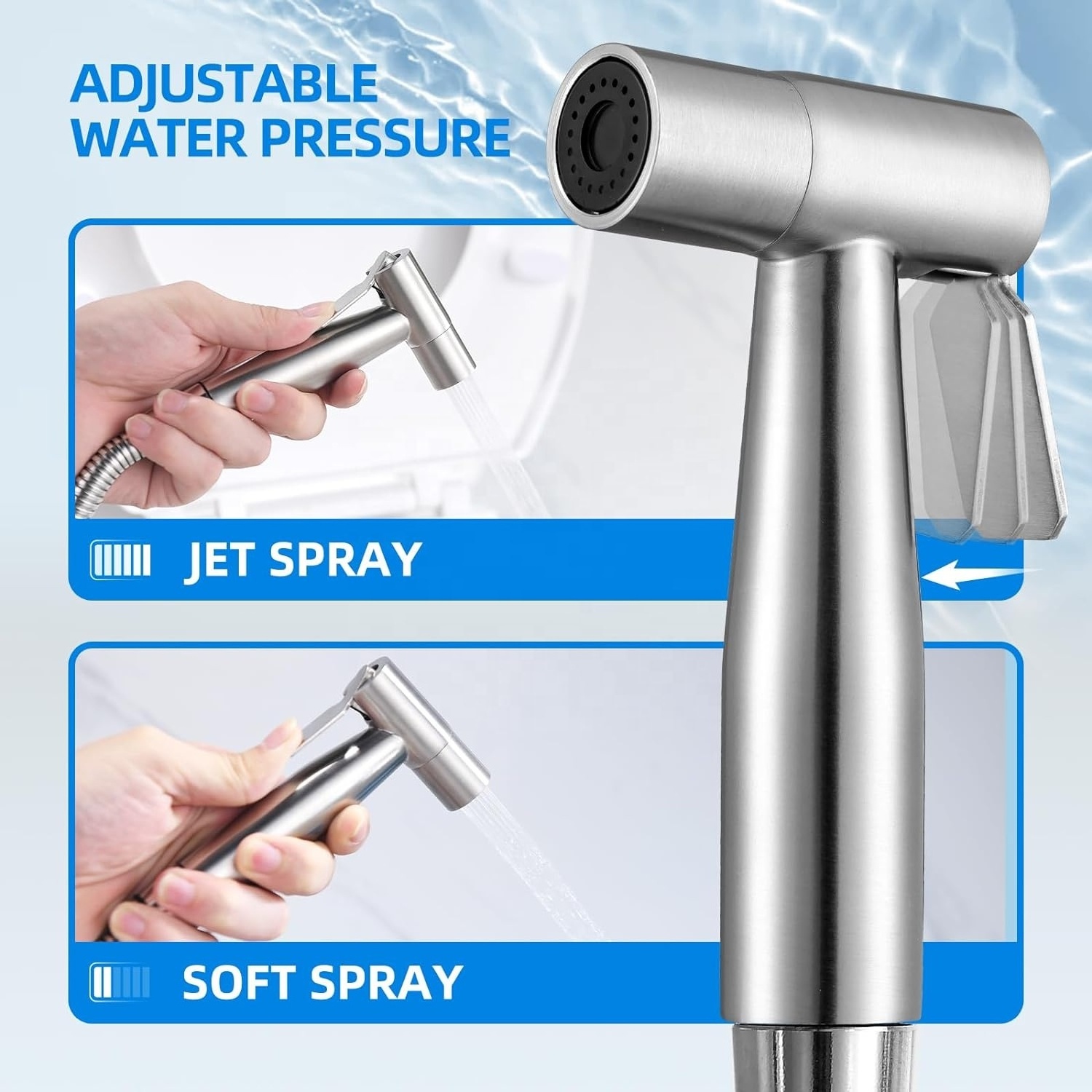 CYEN luxury premium quality adjustable water pressure softness stainless steel handheld bidet toilet sprayer kit