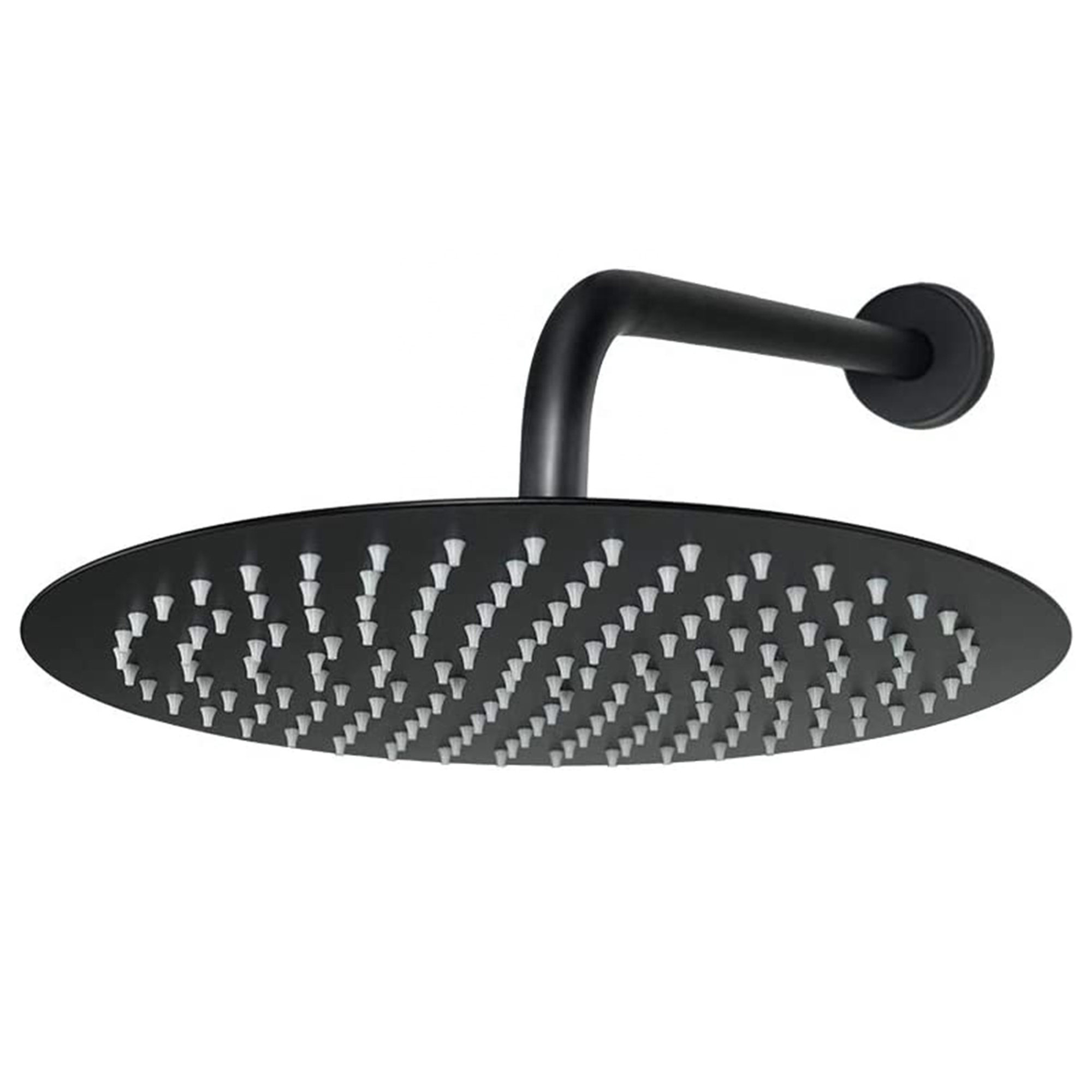 CYEN ultra-thin design high flow angle adjustable rustproof matte black stainless steel round rainfall bathroom shower heads