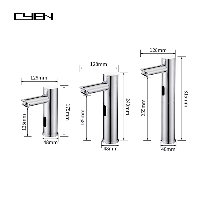 CYEN Automatic Induction Copper Smart Touchless Hands Free Public Bathroom Mixer Faucet Sensor Basin Tap