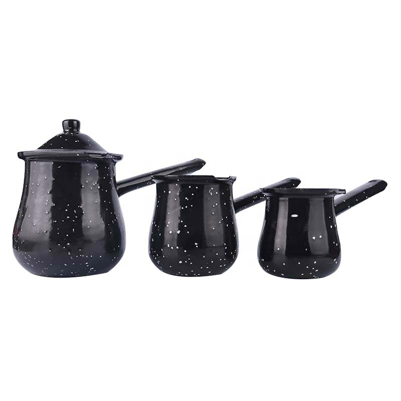 European black enamel coffee pot cast iron cookware metal coffee pot for sale