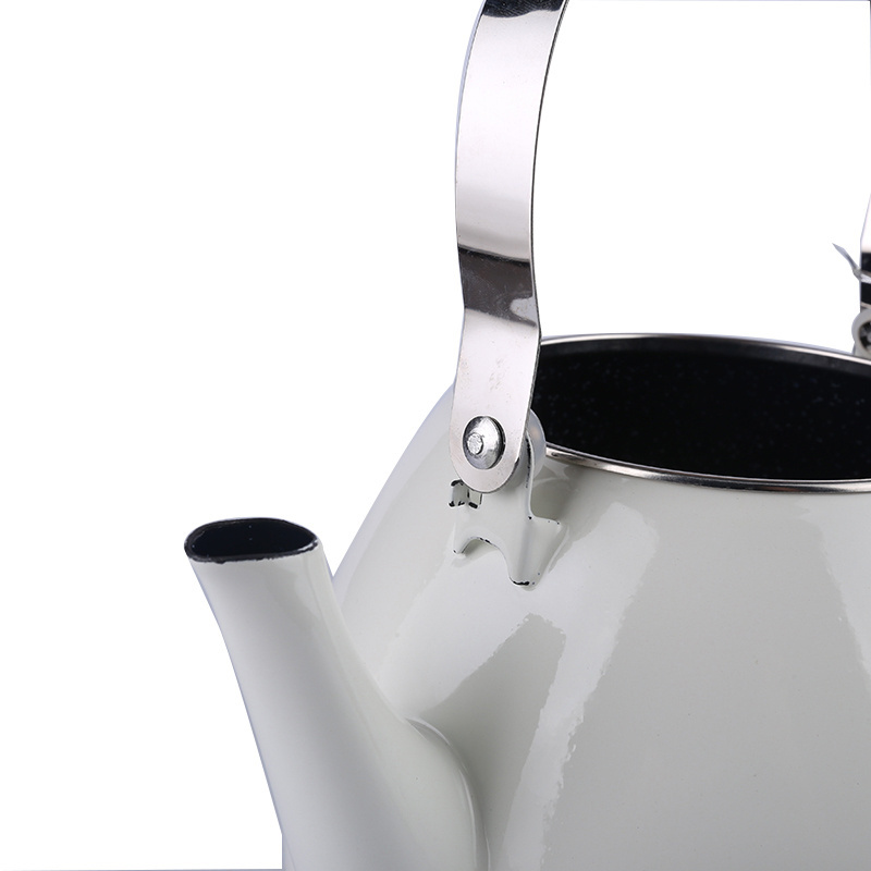 1.5L/2L/2.5L portable tea kettle white color enamel teapot with wooden and metal handle