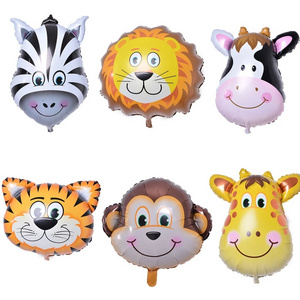 Cartoon animal head lion tiger giraffe zebra cow monkey donkey piglet children toy animal head aluminum balloon