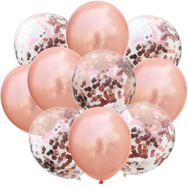 Pearl Golden Latex and Confetti Balloons 10 pcs Helium and Air Balloons