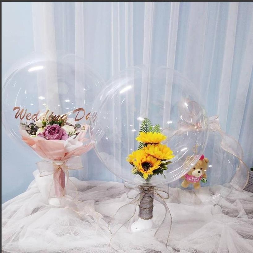 Hot Selling Trumpet Centerpiece Wedding Decorative BOBO Balloon Flower Vases High Quality Plastic Transparent Balloon Decors