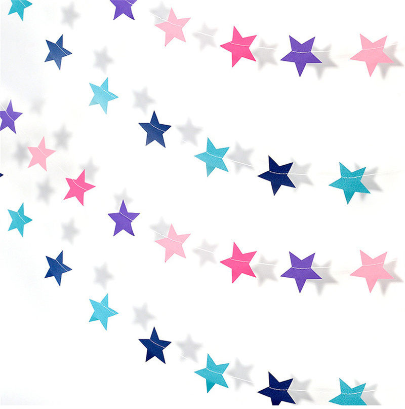 Paper Star Round Garland Banner Happy Birthday Decoration Baby Shower Supplies Wedding Party Streamers