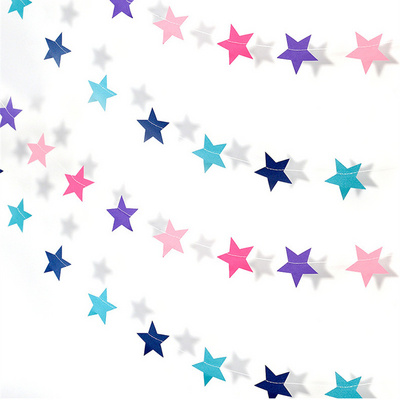 Paper Star Round Garland Banner Happy Birthday Decoration Baby Shower Supplies Wedding Party Streamers