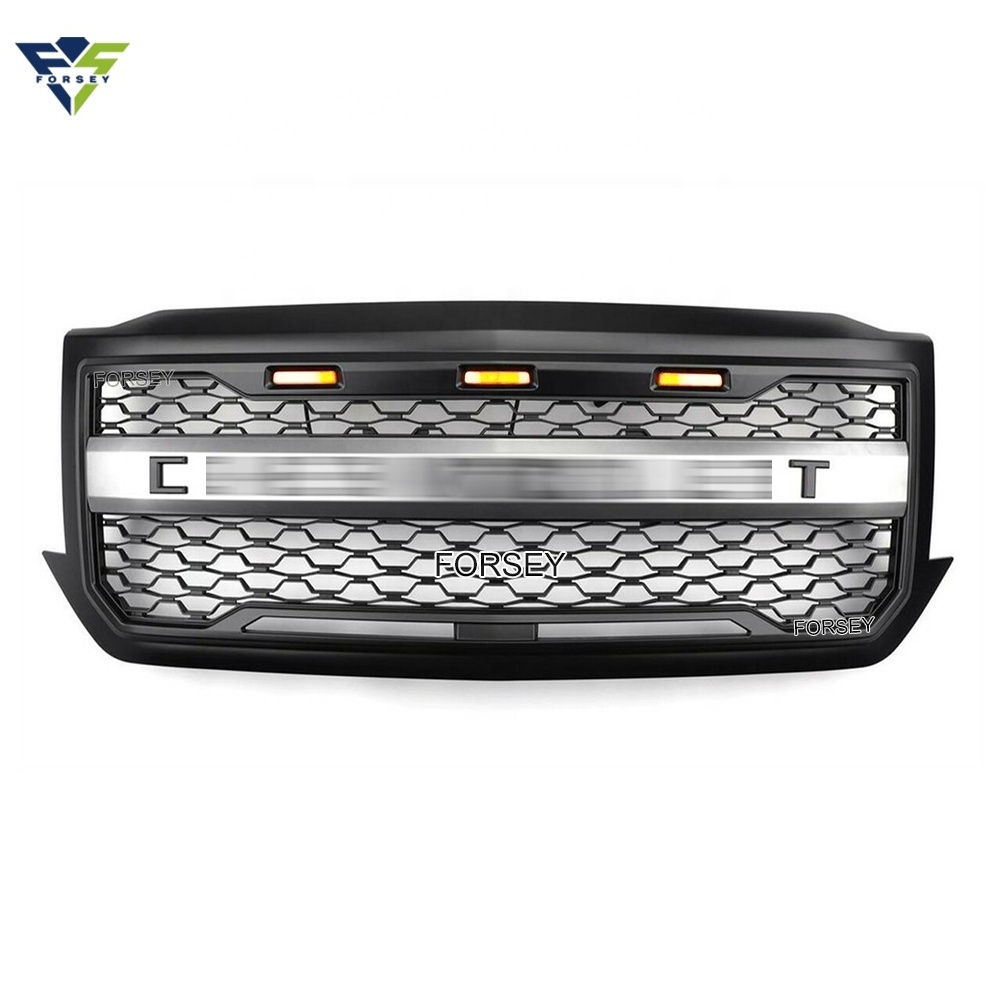 Car Accessories Auto Front Bumper Grille Fit for SILVERADO 2016 2017 2018 Replacement Mesh Grille With LED