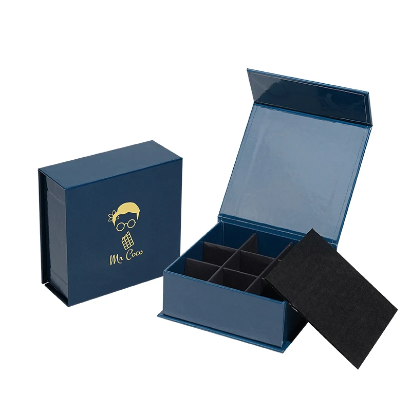 Wholesales Customized Logo Chocolate Box Rigid Cardboard Magnetic Chocolates Packaging Gift Boxes  with Dividers