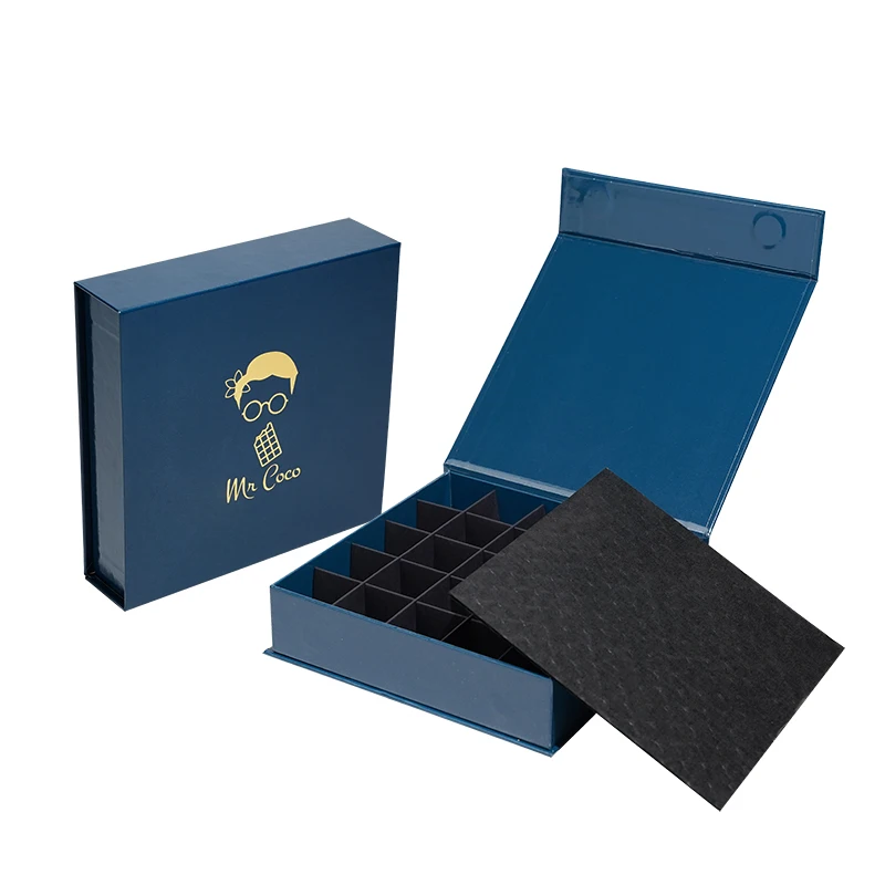 Wholesales Customized Logo Chocolate Box Rigid Cardboard Magnetic Chocolates Packaging Gift Boxes  with Dividers