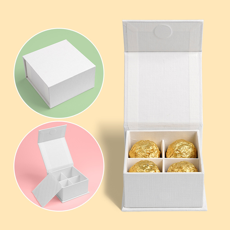 Wholesale Custom Your Logo White Chocolate Candy Packaging Boxes With Divider For 4 6 8 9 12 16 20 24 Chocolates Packaging