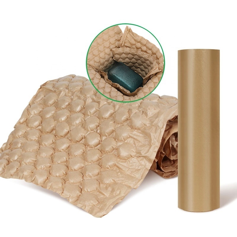 Factory Direct Inflatable Cushion Packaging Film Roll Air Biodegradable Protective Packaging Kraft Paper Bubble Film