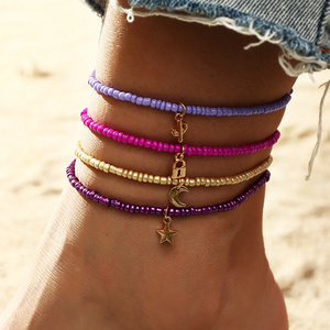 Bohemia Jewelry Colorful Women Anklet Beaded Anklets Lock And Key Anklets Set