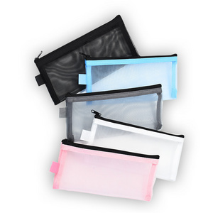 Clear Transparent Large Capacity Nylon Pencil Case Kawaii Cute Plastic School Kid Pencil Case & Bags For Zipper Bill Storage Bag