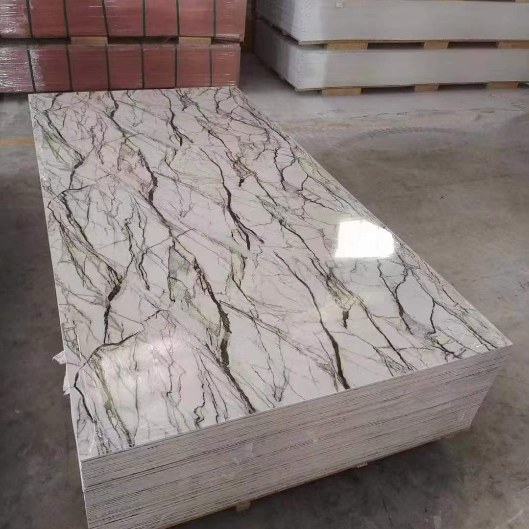 122*244cm 3d design uv glossy pvc marble wall sheet false marble alternative faux pvc stone sheet for wall