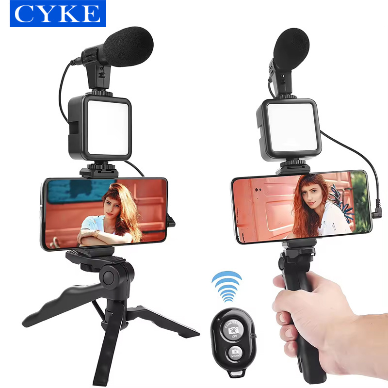 CYKE Selfie Stick Stand Microphone Lighting Tripod Phone Handheld Bracket  Remote Video Shooting Camera Light AY49 vlogging kit