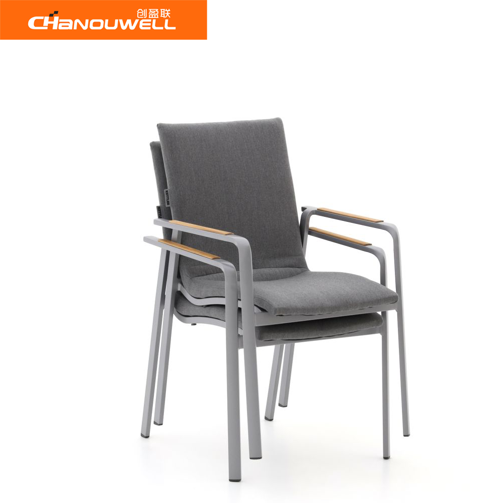 2024 Best Choice High Quality Modern style Aluminum Frame Dining Chair Outdoor Garden Hotel Stackable Chair