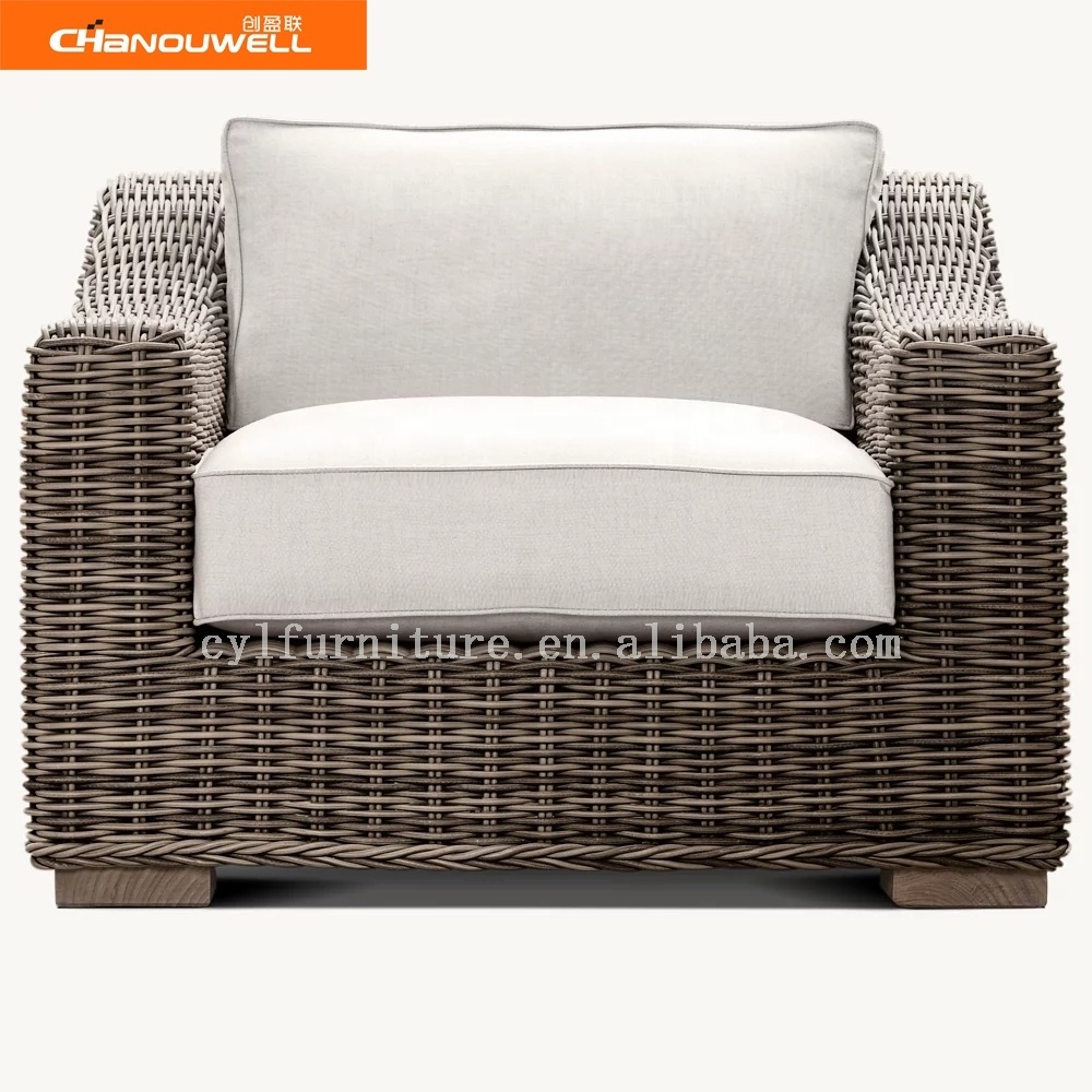 Outdoor Aluminium Wicker Single Sofa Patio Rattan Sofa Garden Furniture Sofa