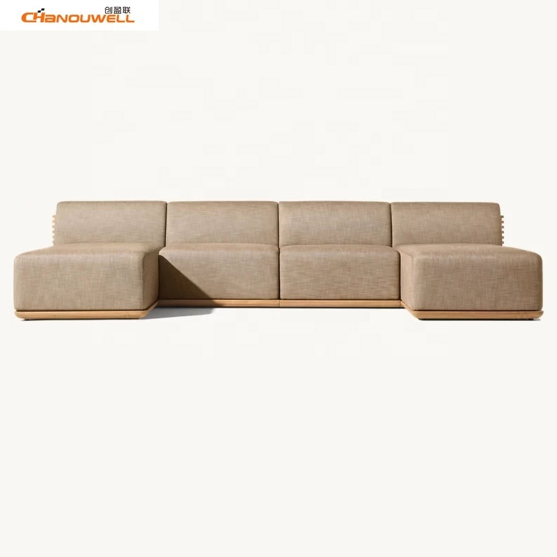 All Weather Luxury Teak Patio Garden Sofas Furniture Sets Outdoor Hotel Solid Wood Sofa Sectional