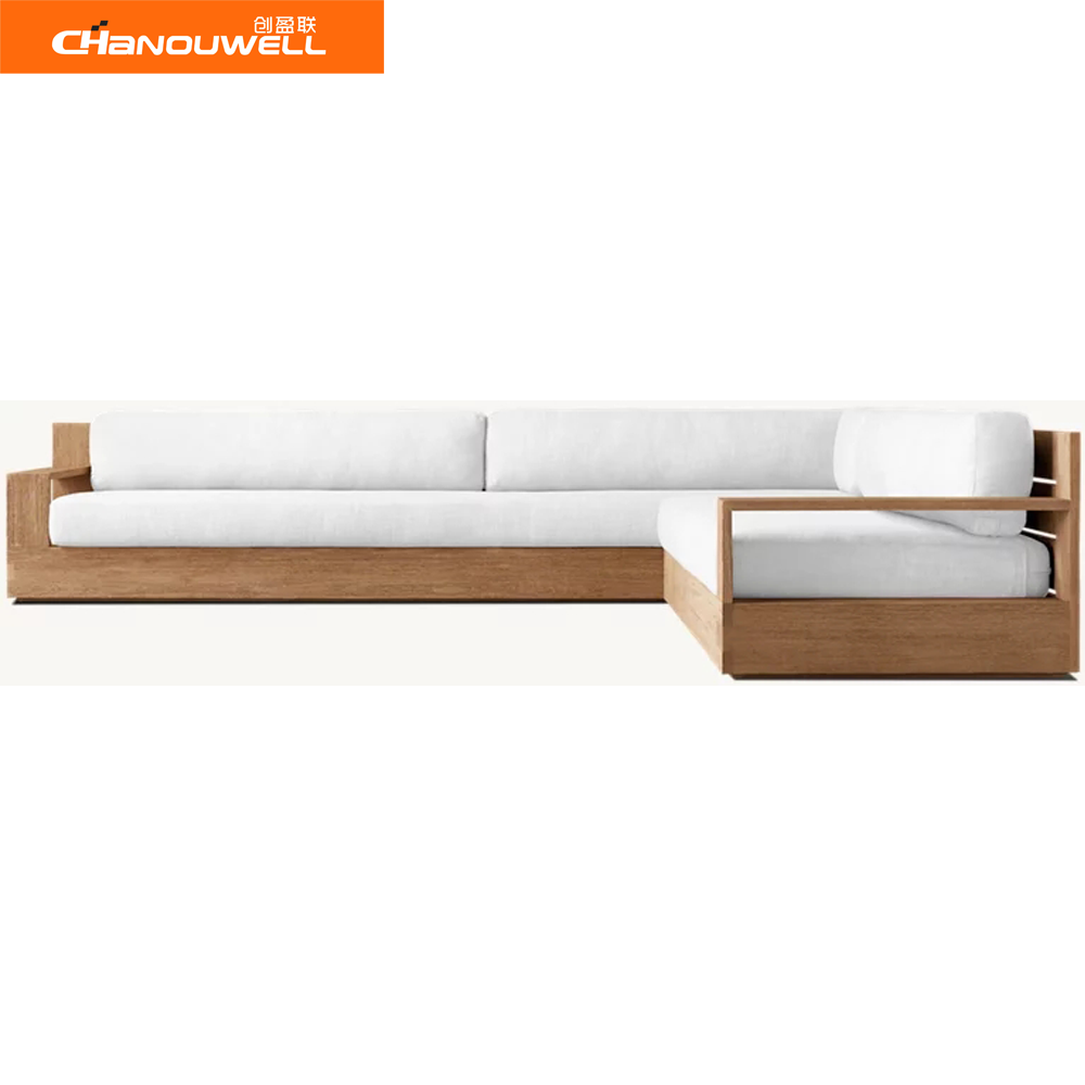 Hot Sale Modern Style High Quality Teak Wood Modular Sectional Sofa Outdoor Luxury Hotel Furniture With Waterproof Fabric