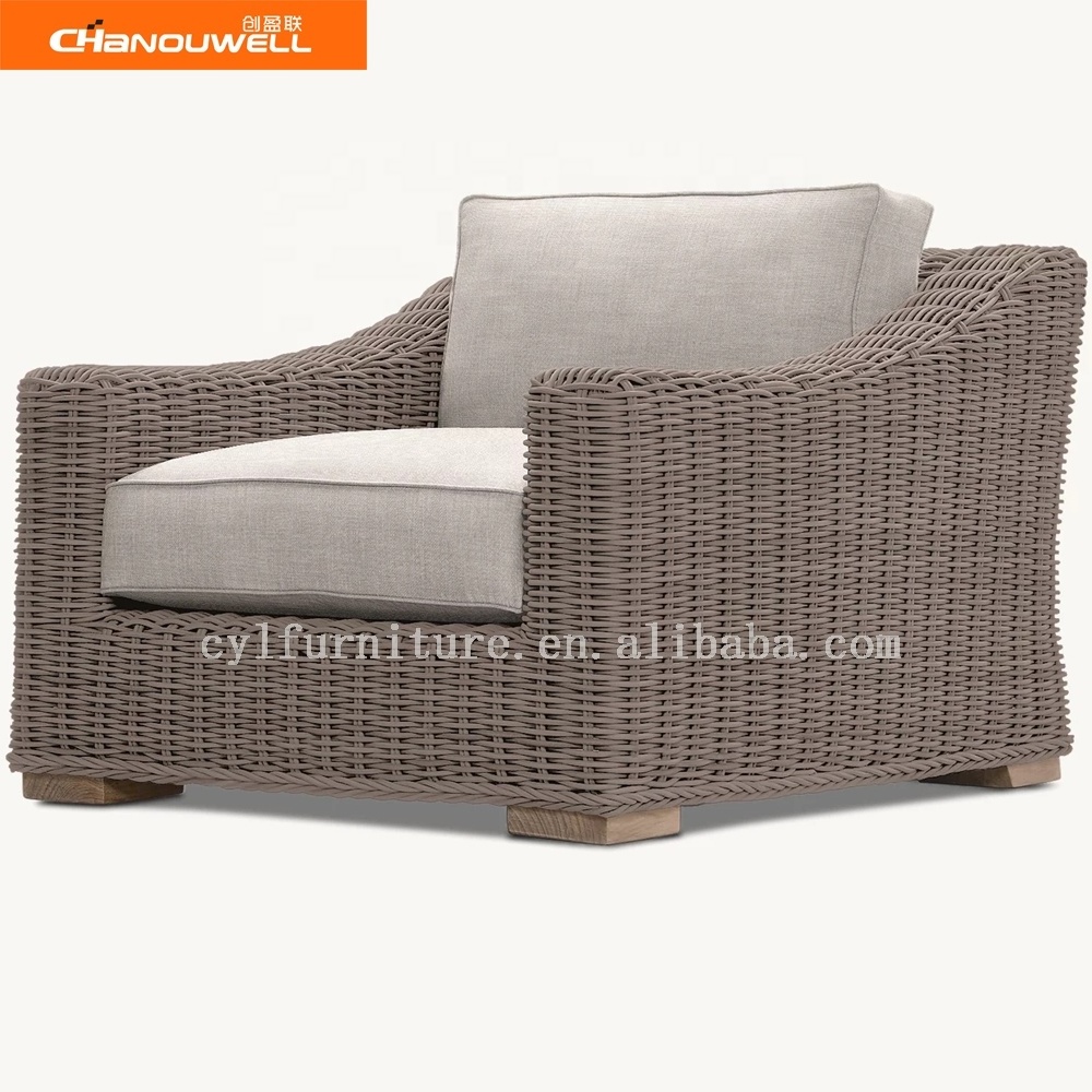 Outdoor Aluminium Wicker Single Sofa Patio Rattan Sofa Garden Furniture Sofa