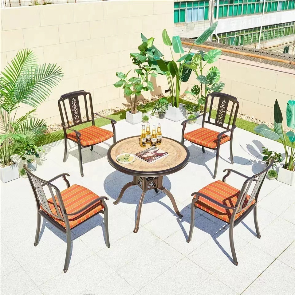 Bistro Metal Patio Chair Set Furniture Cast Antique Outdoor Aluminum Garden Patio Chair Cast Aluminum Furniture