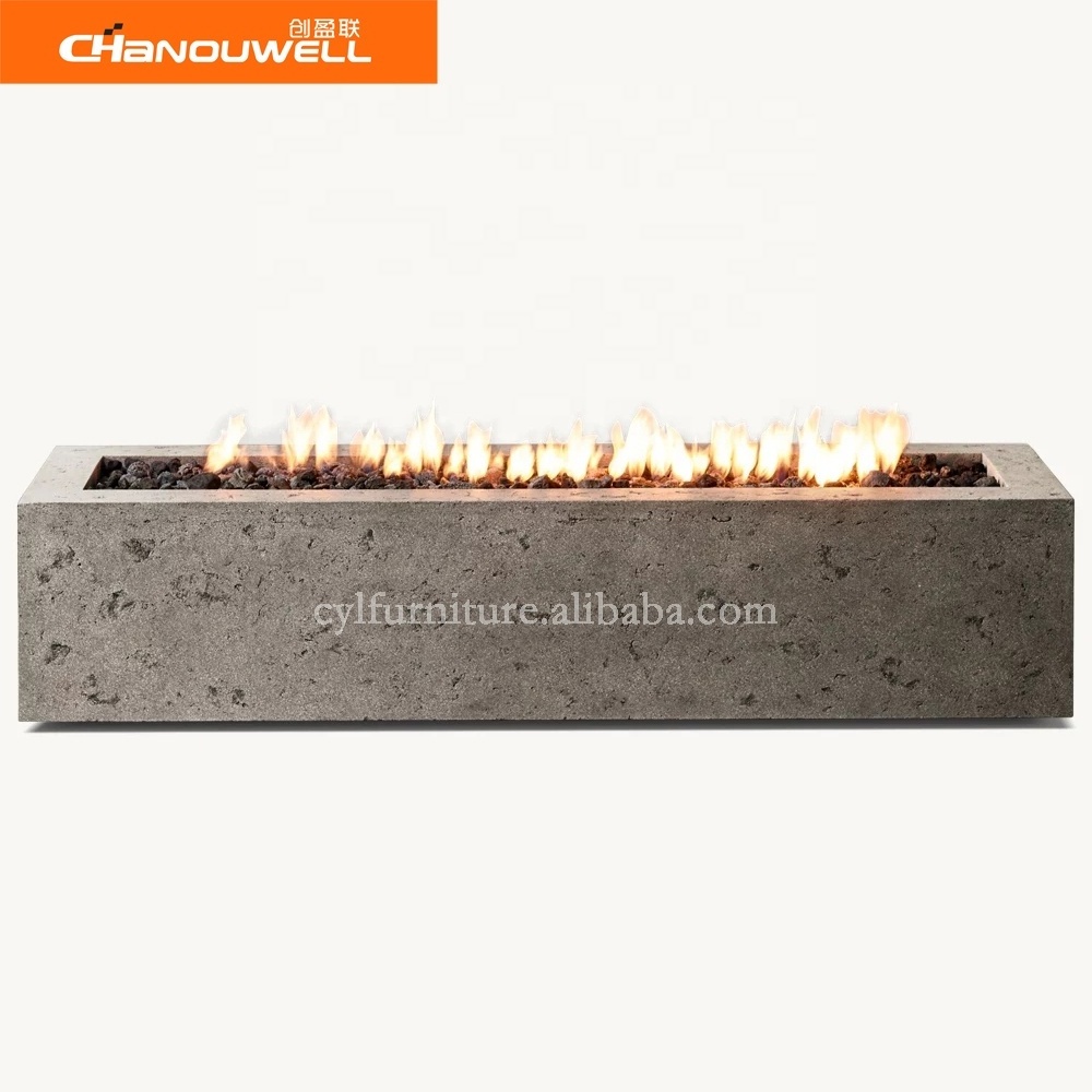 2023 new CHANOUWELL American Outdoor Garden Villa Gas Propane Firepit Tables Rectangle Fire Pit Table