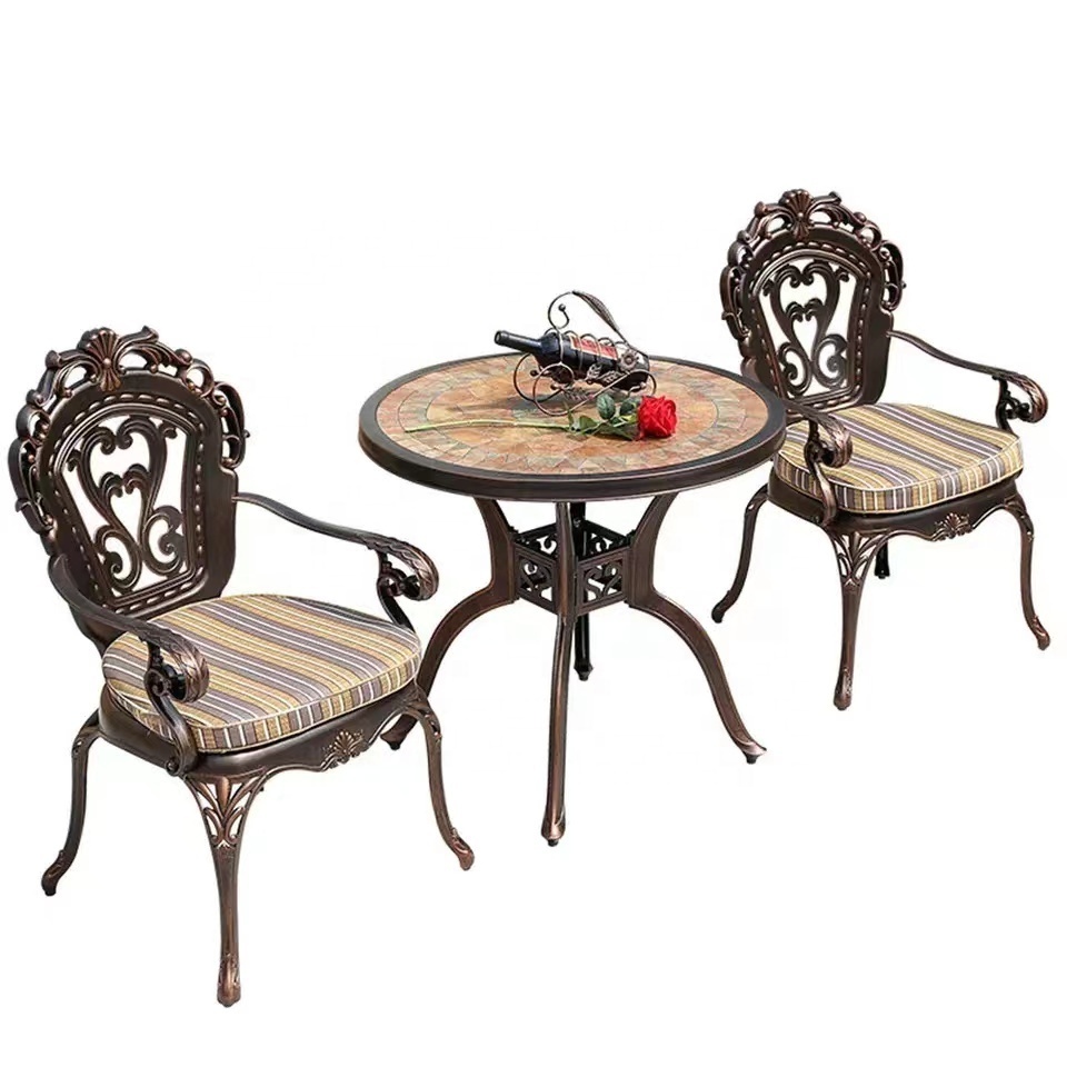 Bistro Metal Patio Chair Set Furniture Cast Antique Outdoor Aluminum Garden Patio Chair Cast Aluminum Furniture