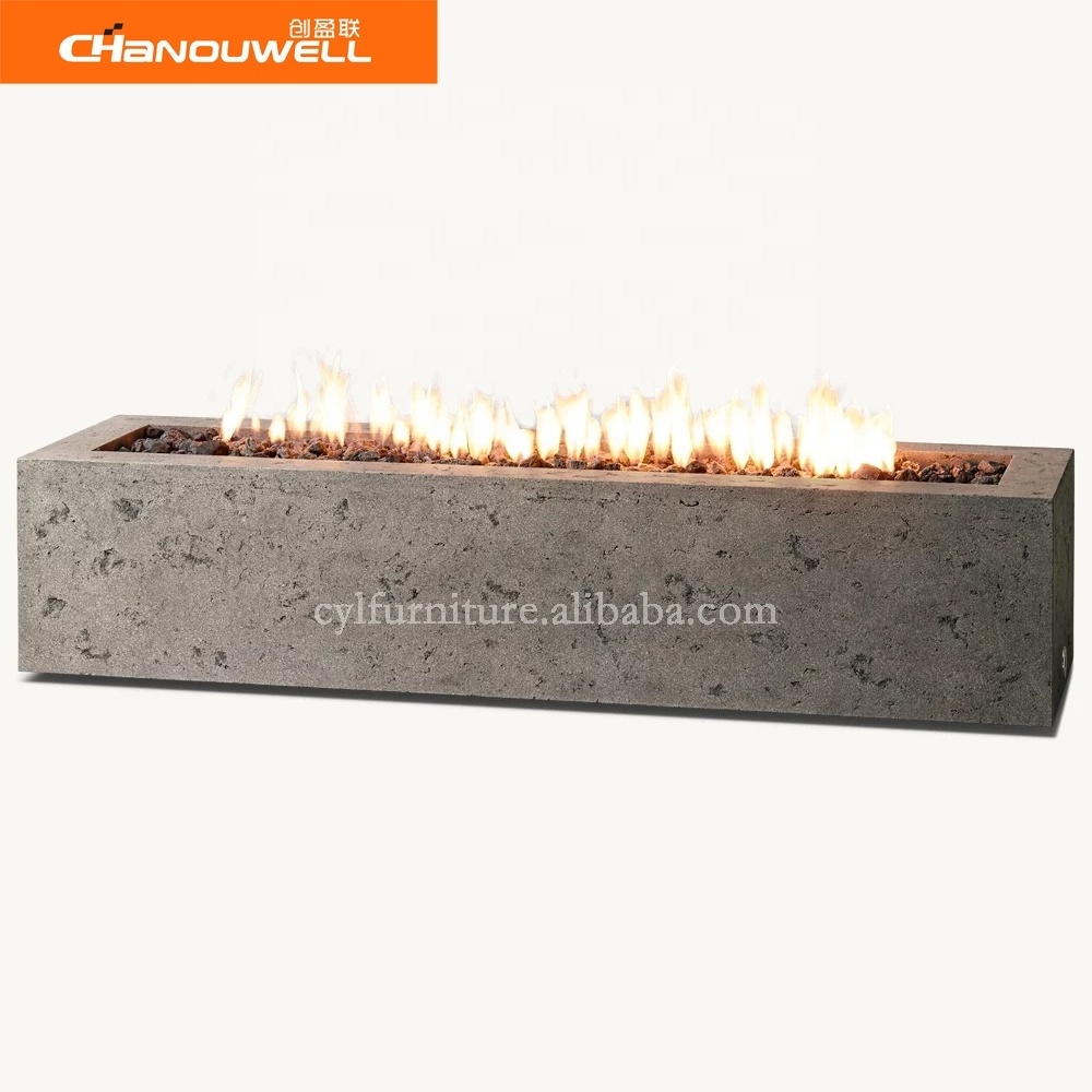 2023 new CHANOUWELL American Outdoor Garden Villa Gas Propane Firepit Tables Rectangle Fire Pit Table